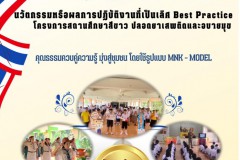 นวัตกรรมหรือผลการปฏิบัติฐานที่เป็นเลิศ Best Practice โครงการสถานศึกษาสีขาว ปลอดยาเสพติดและอบายมุข คุณธรรมควบคู่ความรู้ มุ่งสู่ชุมชน โดยใช้รูปแบบ MNK - - MODEL ปีการศึกษา๒๕๖๗ 